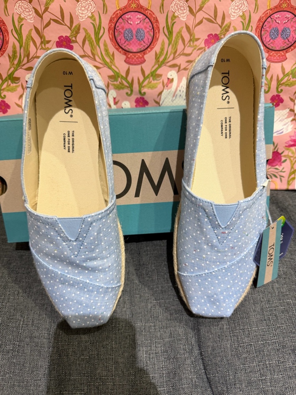 TOMS Light Blue Polka Dot Espadrilles